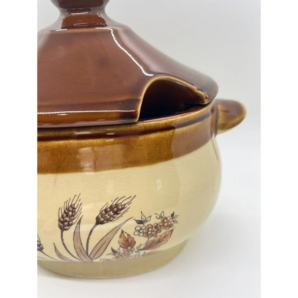 Vintage Oven Proof Country Wheat Gravy Tureen with Lid (No Ladel)